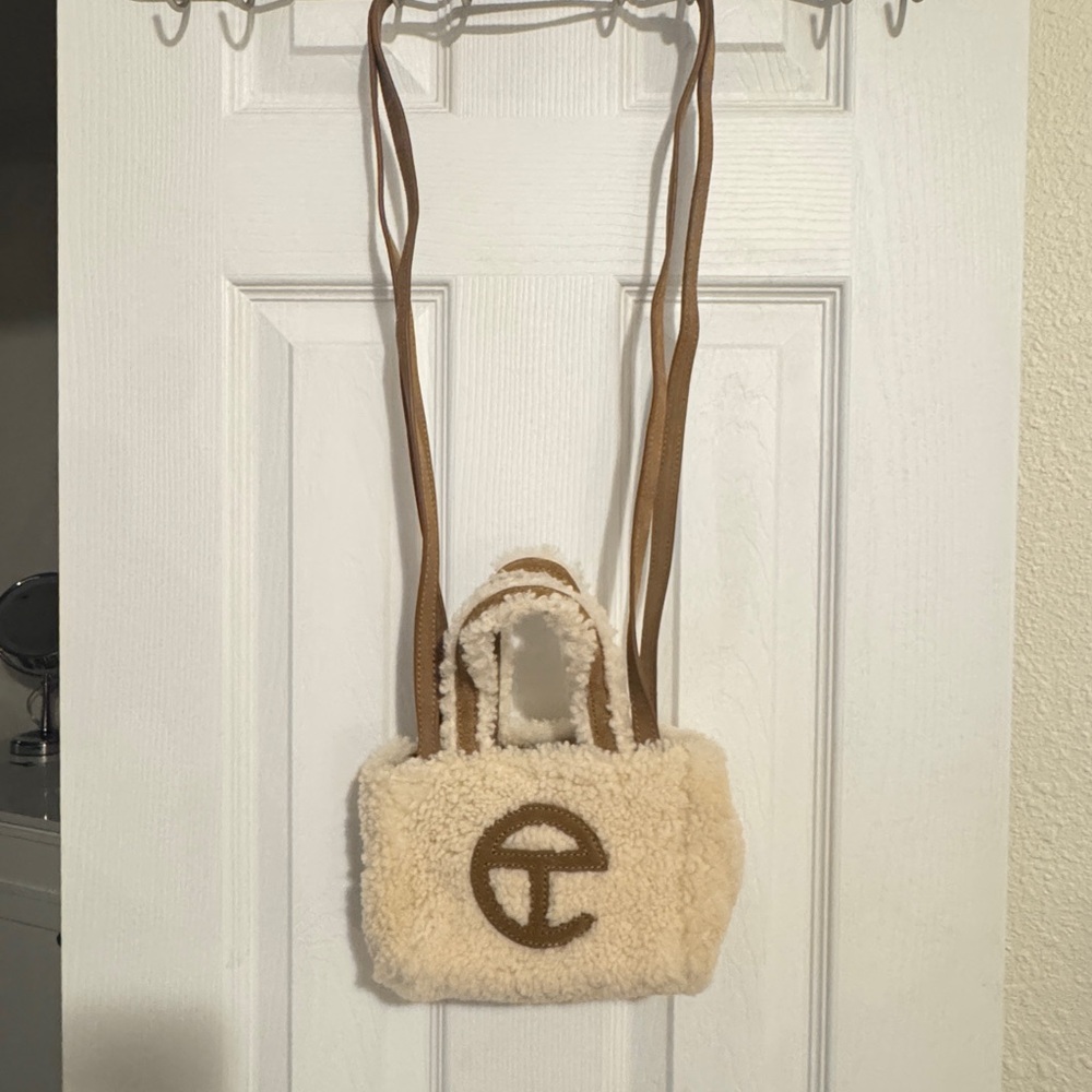 Telfar Cream and Brown Crossbody Bag with Structured Design